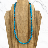 Stabilized Spider Web Egyptian Turquoise Heishi Beads Necklace 16 Inches