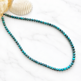 Stabilized Spider Web Egyptian Turquoise Round Beads Necklace 16 Inches
