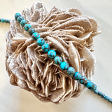 Stabilized Spider Web Egyptian Turquoise Round Beads Necklace 16 Inches