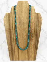 Stabilized Spider Web Egyptian Turquoise Round Beads Necklace 16 Inches