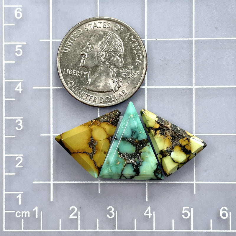 Medium Mixed Triangle Mixed Turquoise, Set of 3 Dimensions