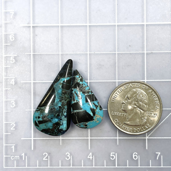 Large Ocean Blue Teardrop Yungai Turquoise, Set of 2 Dimensions