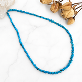 Stabilized Egyptian Turquoise Smooth Nugget Bead Necklace 16.5 Inches