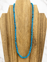 Stabilized Egyptian Turquoise Smooth Nugget Bead Necklace 16.5 Inches