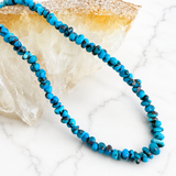 Stabilized Egyptian Turquoise Freeform Smooth Nugget Bead Necklace 16 Inches