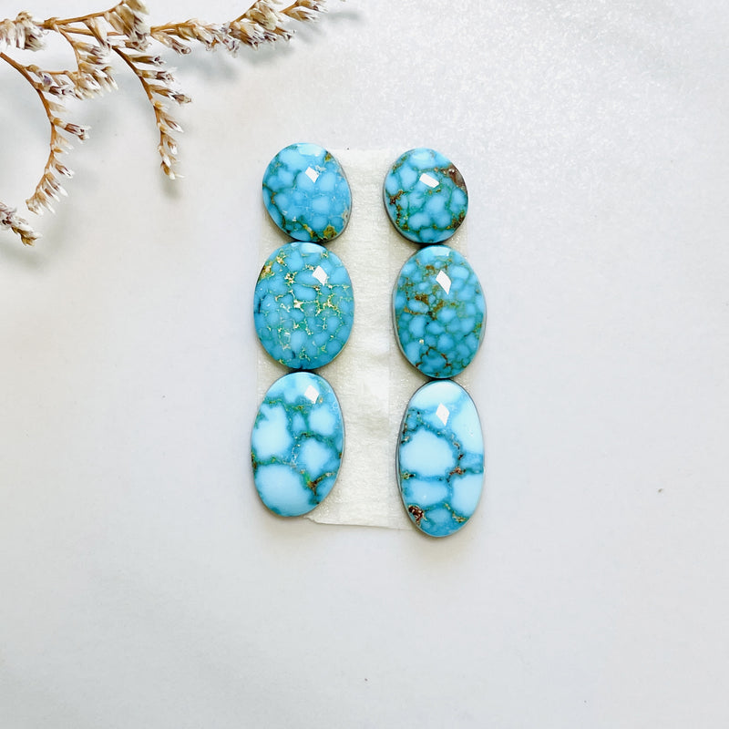 Small Sky Blue Mixed Kingman Turquoise, Set of 6 Background