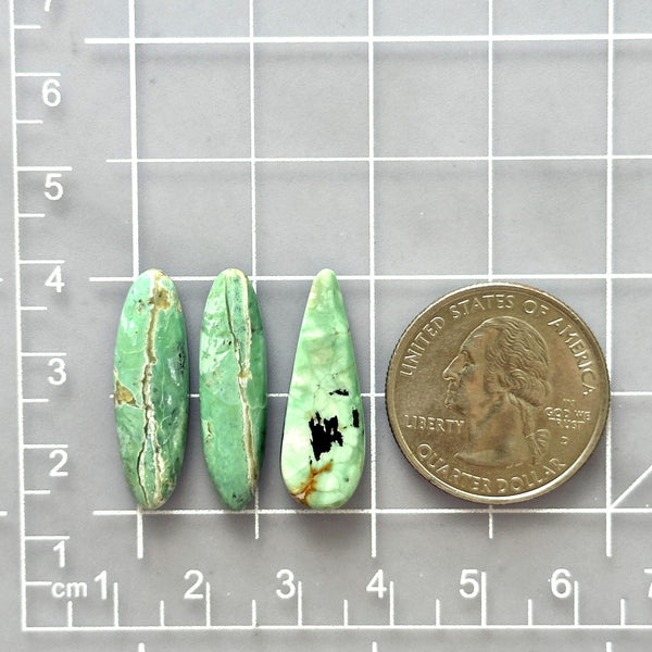Large Mint Green Mixed Crescent Lake Variscite, Set of 3 Dimensions