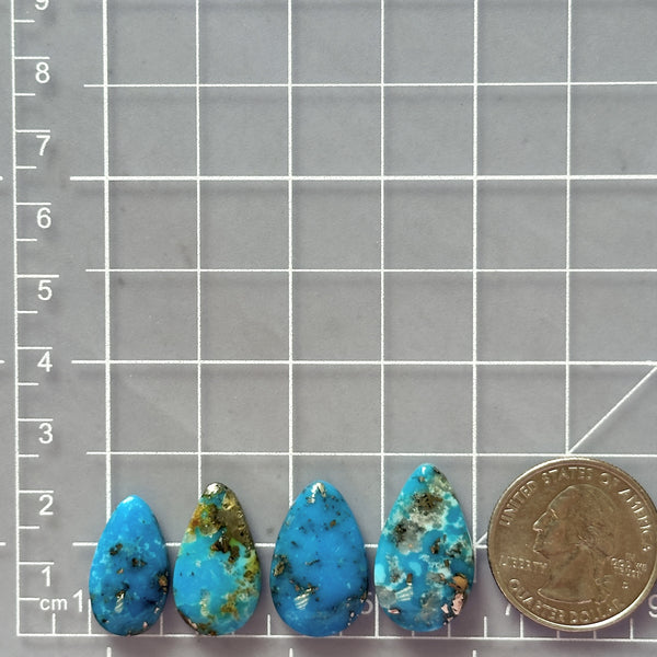 Medium Ocean Blue Teardrop Ithaca Peak Turquoise, Set of 4 Dimensions