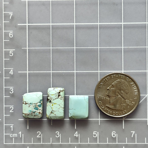 Small Faint Blue Mixed Sand Hill Turquoise, Set of 3 Dimensions