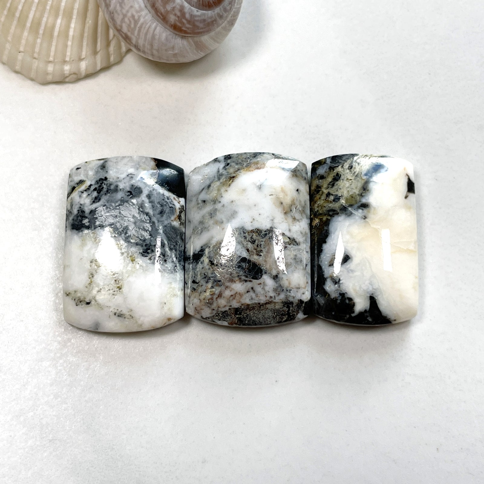 Medium Black Barrel White Buffalo Dolomite, Set of 3 - Turquoise Moose
