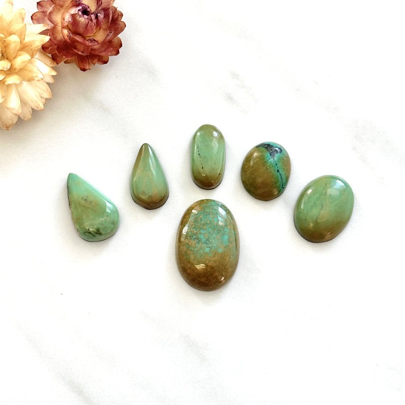 Small Mint Green Mixed Crescent Lake Variscite, Set of 6 Background