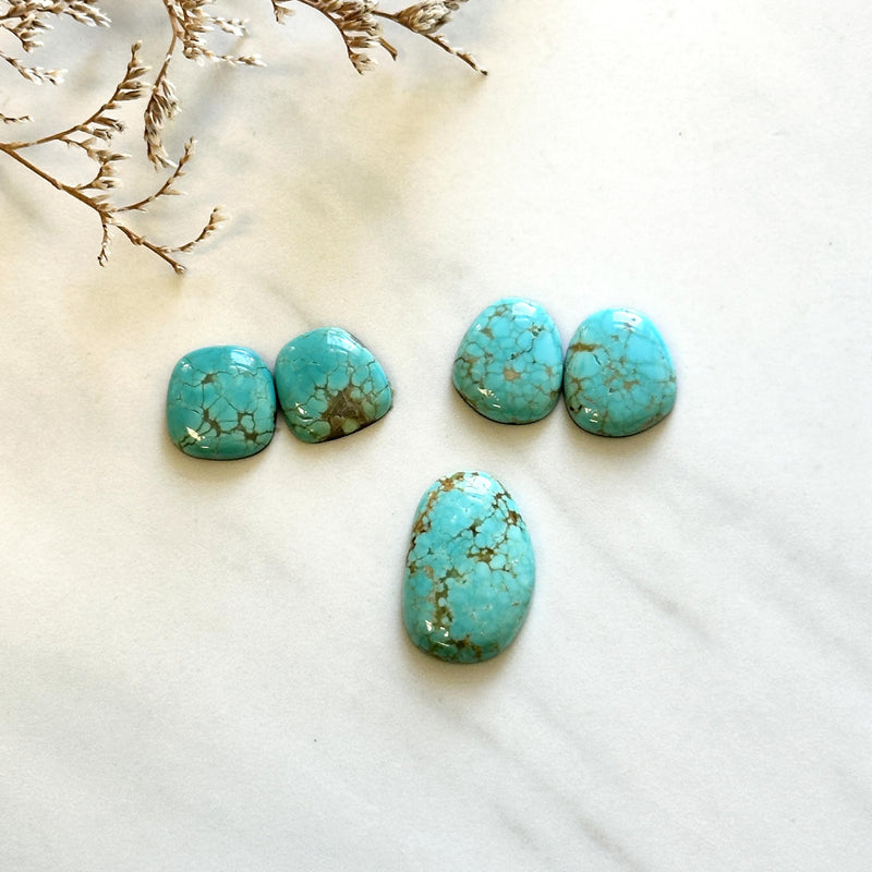 Small Sky Blue Freeform Number 8 Turquoise, Set of 5 Background