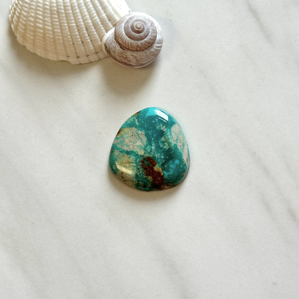 Large Deep Green Freeform Fox Turquoise Background