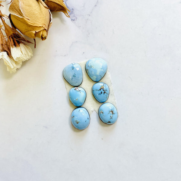 Small Sky Blue Freeform Golden Hills Turquoise, Set of 6 Background