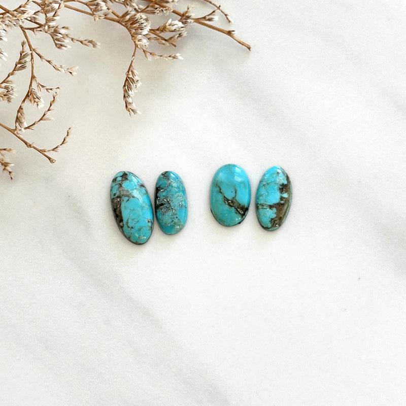 Small Sky Blue Oval Sonora Turquoise, Set of 4 - Turquoise Moose
