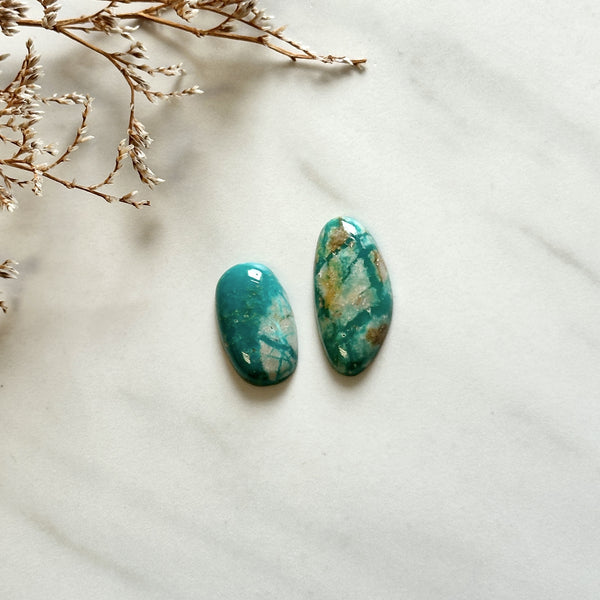 Medium Deep Green Freeform Fox Turquoise, Set of 2 Background