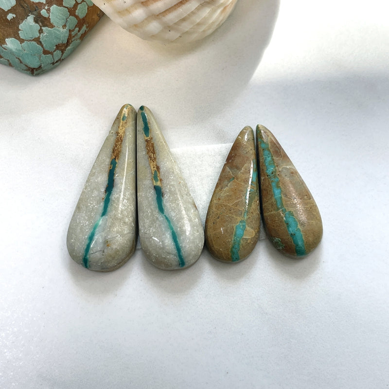 Large Sky Blue Teardrop Royston Turquoise, Set of 4 Background