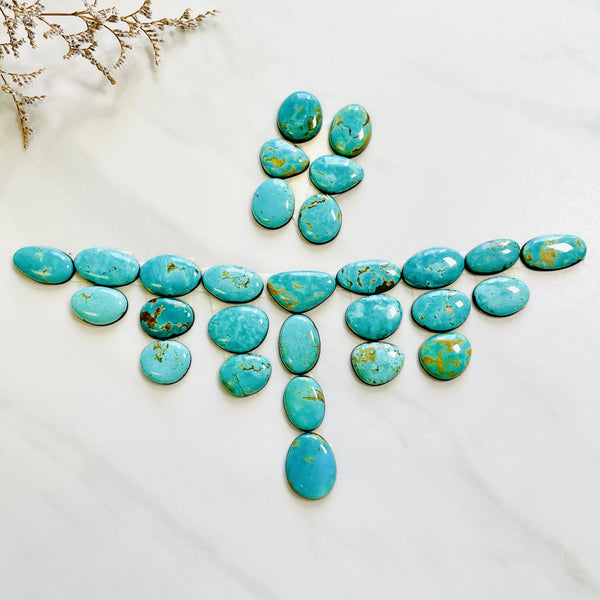 Small Sea Green Mixed Tyrone Turquoise, Set of 28 Background