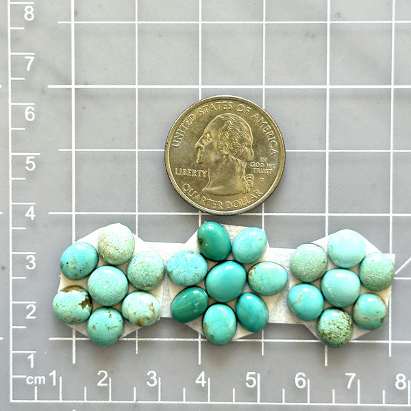 Small Mixed Mixed Sonora Turquoise, Set of 22 Dimensions