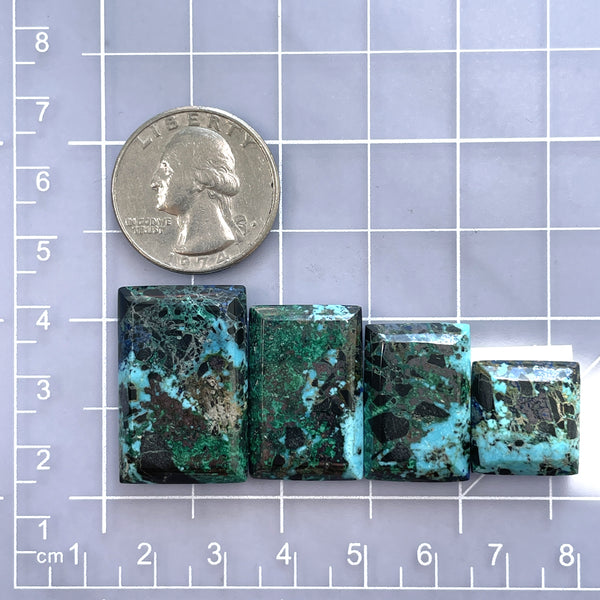 Large Ocean Blue Bar Yungai Turquoise, Set of 4 Dimensions