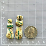 Small Deep Green Mixed Royston Turquoise, Set of 6 Dimensions