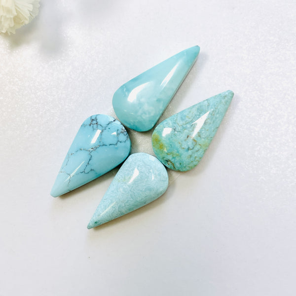 Small Sky Blue Teardrop Mixed Turquoise, Set of 4 Background