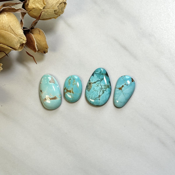 Small Sky Blue Mixed Number 8 Turquoise, Set of 4 Background