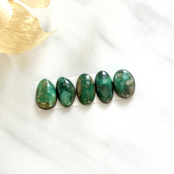 Small Deep Green Mixed Broken Arrow Variscite, Set of 5 Background