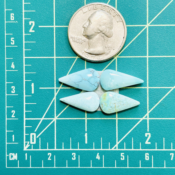 Small Sky Blue Teardrop Mixed Turquoise, Set of 4 Dimensions