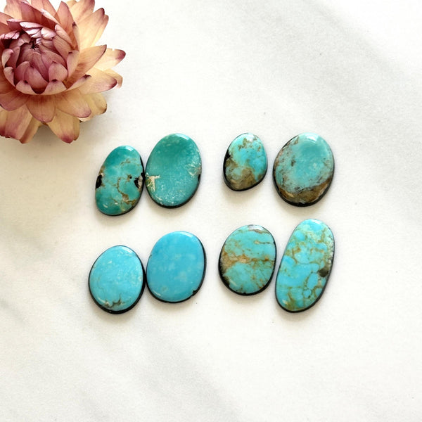 Small Sky Blue Freeform Mixed Turquoise, Set of 8 Background