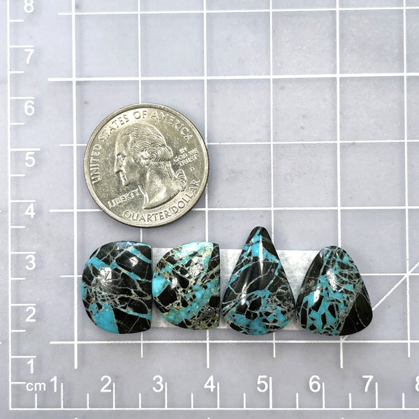 Medium Ocean Blue Mixed Yungai Turquoise, Set of 4 Dimensions