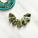 Medium Faint Green Teardrop Treasure Mountain Turquoise, Set of 7 Background