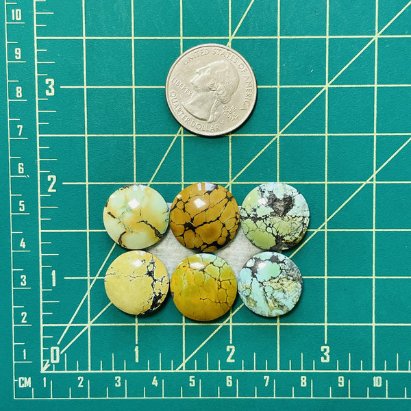 Medium Mixed Round Mixed Turquoise, Set of 6 Dimensions