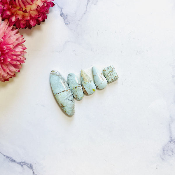 Mixed Faint Blue Mixed Sand Hill Turquoise, Set of 5 Background