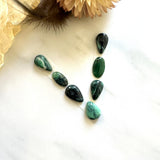 Small Deep Green Teardrop Crescent Lake Variscite, Set of 7 Background