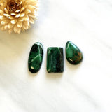 Large Deep Green Mixed Crescent Lake Variscite, Set of 3 Background