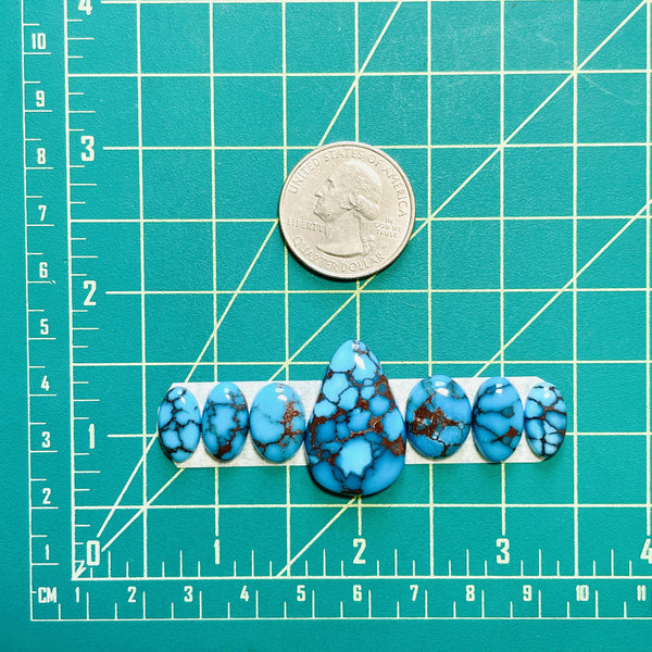 Mixed Ocean Blue Mixed Prince Egyptian Turquoise, Set of 7 Dimensions