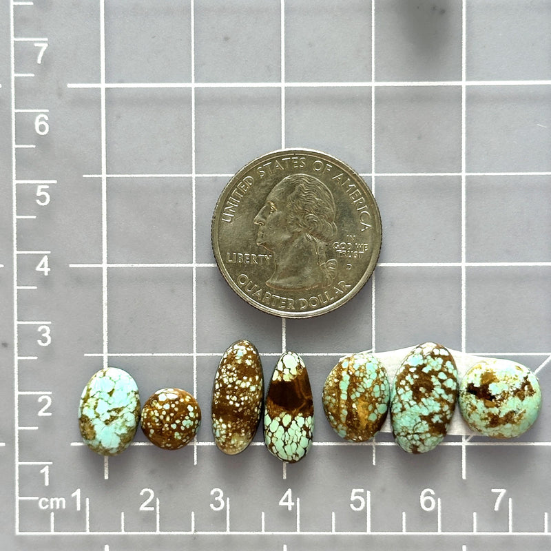 Small Sky Blue Mixed Number 8 Turquoise, Set of 7 Dimensions