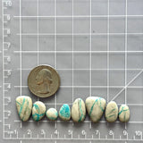 Small Sky Blue Mixed Royston Turquoise, Set of 8 Dimensions