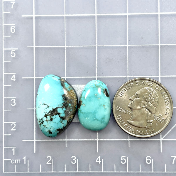 Large Sky Blue Mixed Carico Lake Turquoise, Set of 2 Dimensions