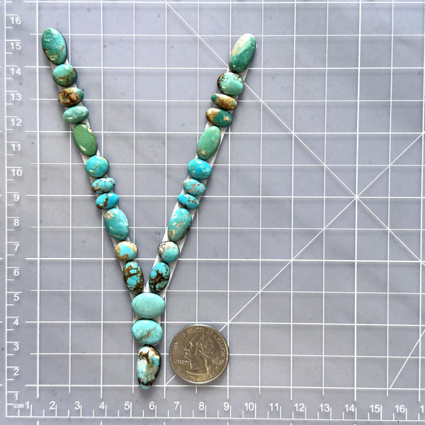 Small Sky Blue Mixed Royston Turquoise, Set of 25 Dimensions