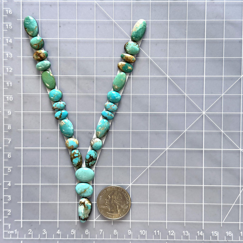 Small Sky Blue Mixed Royston Turquoise, Set of 25 Dimensions