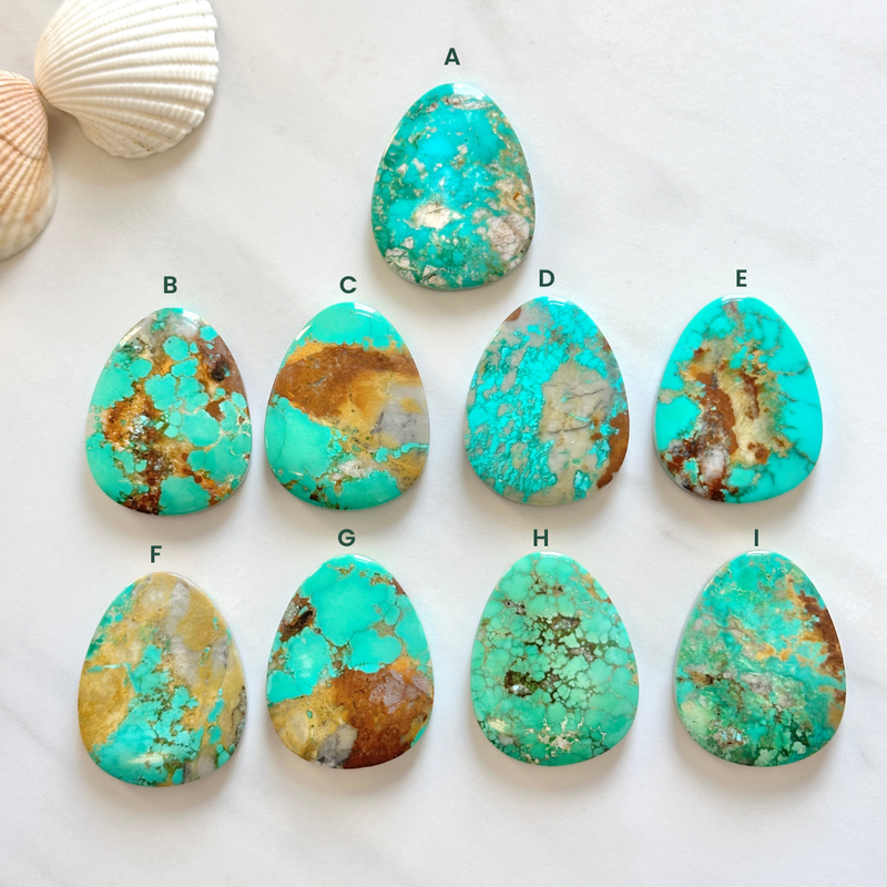 Bamboo Green Fox Turquoise Top Drilled Cab Bead – Turquoise Moose