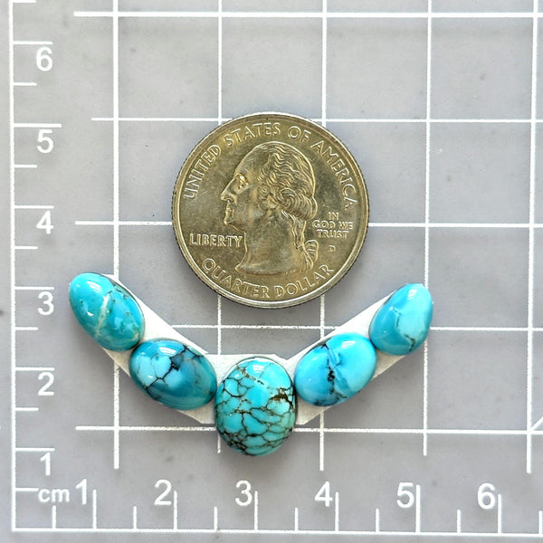 Small Sky Blue Oval Yungai Turquoise, Set of 5 Dimensions