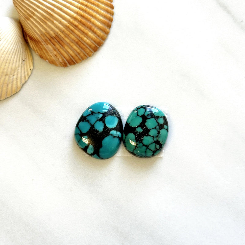 Medium Bamboo Green Freeform Bamboo Mountain Turquoise, Set of 2 Background
