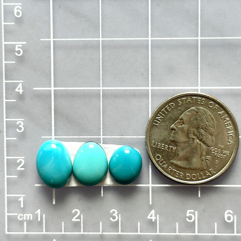Small Sky Blue Mixed Kingman Turquoise, Set of 3 Dimensions
