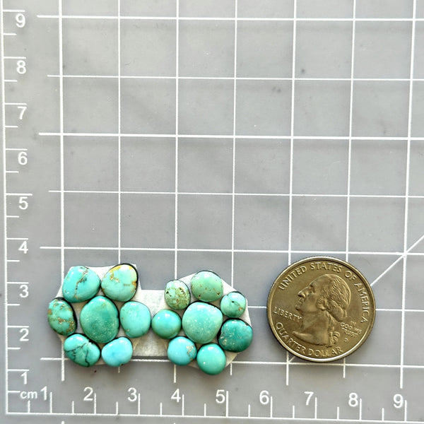 Small Sky Blue Mixed Lone Mountain Turquoise, Set of 15 Dimensions