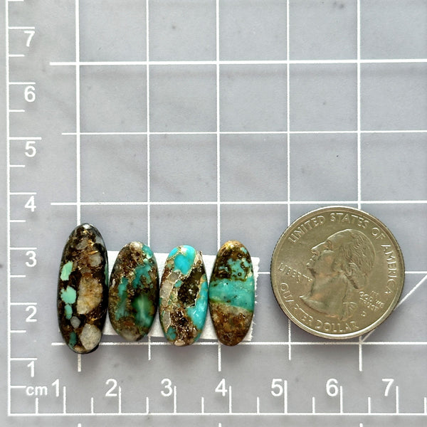 Small Sky Blue Oval Royston Turquoise, Set of 4 Dimensions