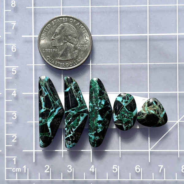 Large Ocean Blue Mixed Yungai Turquoise, Set of 5 Dimensions