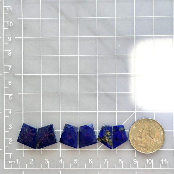 Small Deep Blue Mixed Lapis Lazuli, Set of 6 Dimensions
